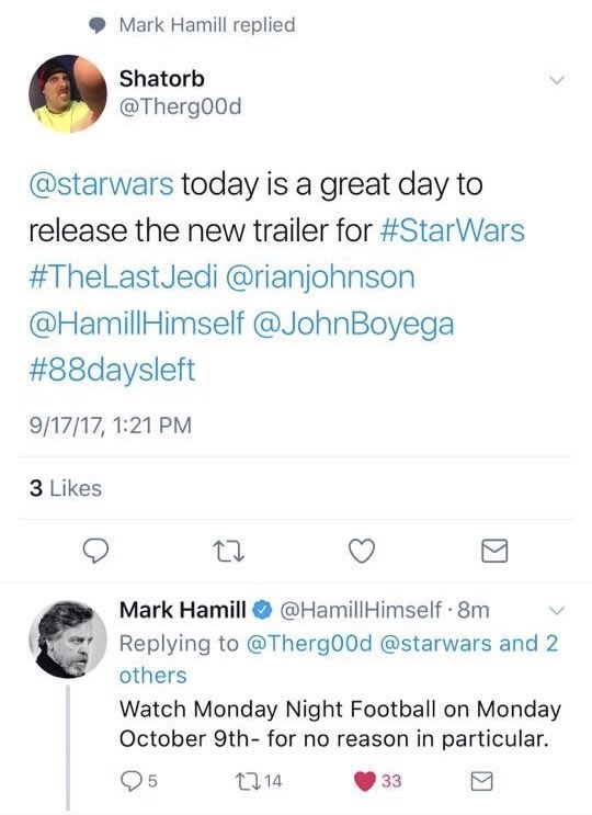 Mark Hamill Twitter Exchange