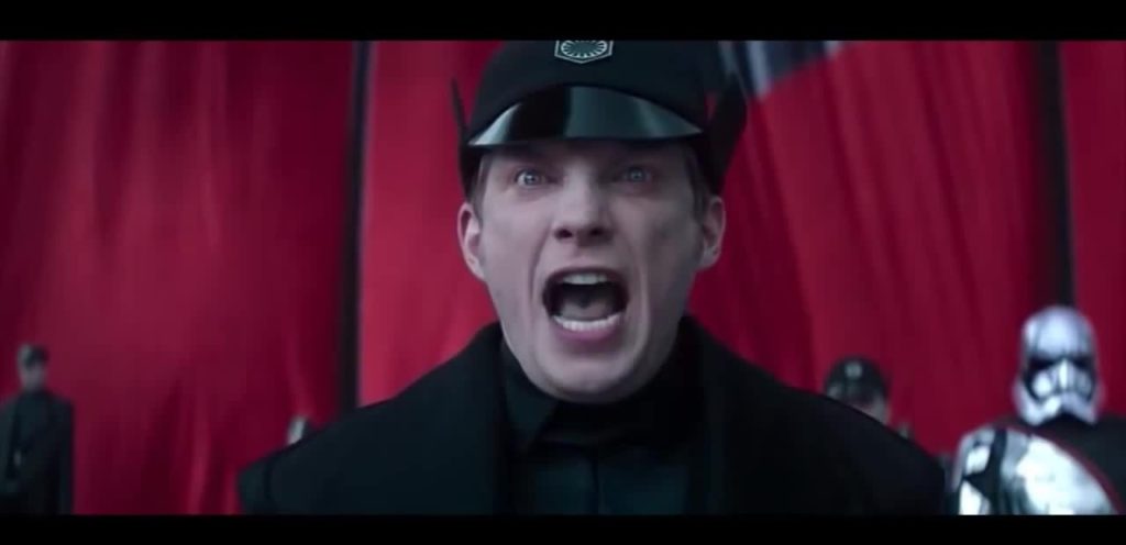 Hux delivering a speech