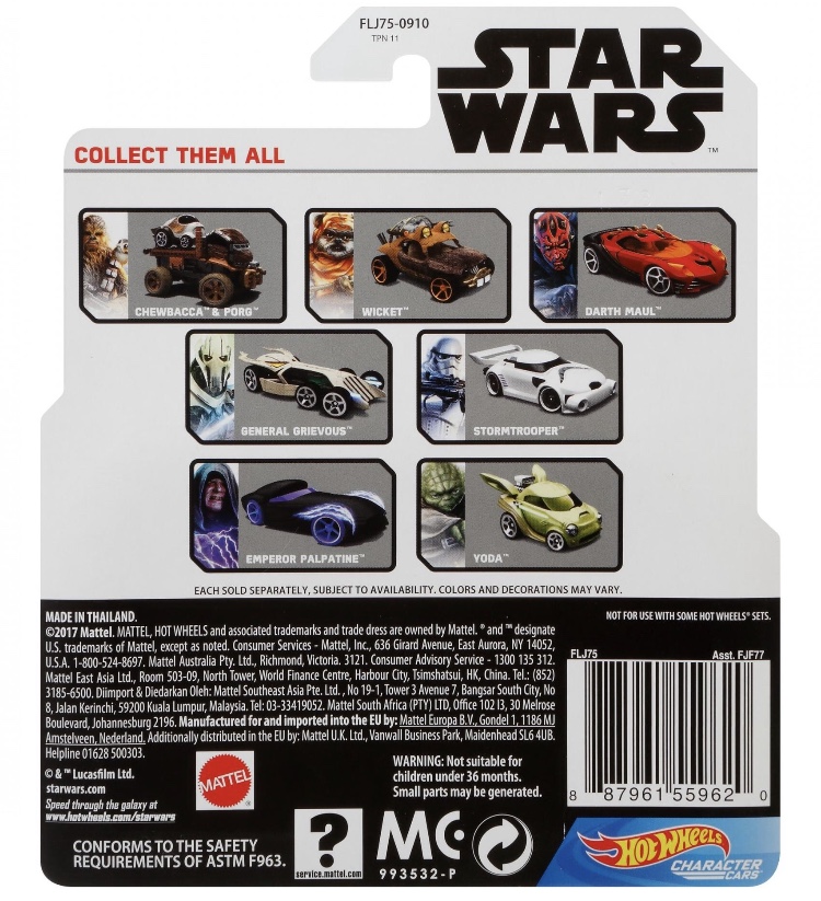 Hot Wheels Star Wars Card Back