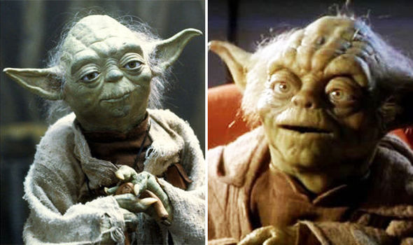 Yoda from The Empire Strikes Back (Left) and The Phantom Menace (Right)