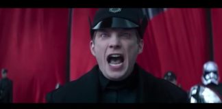 Hux delivering a speech