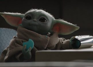 Grogu Eating Star Wars Cookies on Nevarro
