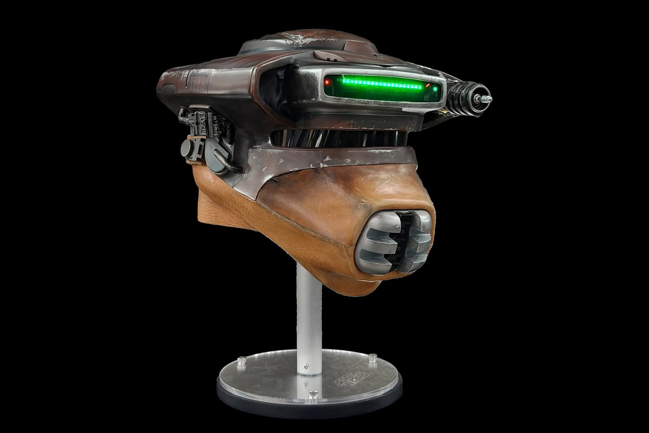 EFX Signature Edition Boushh Leia Helmet replica from Star Wars Return of the Jedi on black background.