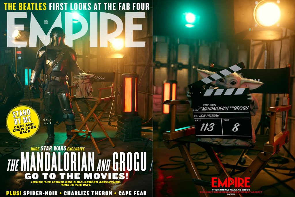 Din Djarin and Grogu on the newsstand cover of Empire Magazine, alongside the subscriber-exclusive cover featuring Grogu.