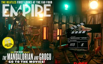 Din Djarin and Grogu on the newsstand cover of Empire Magazine, alongside the subscriber-exclusive cover featuring Grogu.