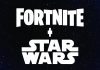 Gemini said Image Optimization Details Alt Text The white Fortnite and Star Wars logos separated by a plus sign against a dark, starry space background.
