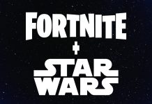 Gemini said Image Optimization Details Alt Text The white Fortnite and Star Wars logos separated by a plus sign against a dark, starry space background.