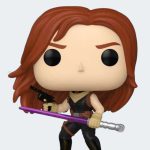 Star Wars Legends Mara Jade Funko Pop figure #839 holding a purple lightsaber and blaster.