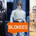 A three-panel collage showcasing Blokees Star Wars Galaxy Version 02 model kits of Darth Vader, Luke Skywalker in Cloud City fatigues, and R2-D2.
