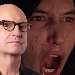A composite image featuring director Steven Soderbergh in the foreground and a distressed Ben Solo (Adam Driver) from Star Wars in the background.