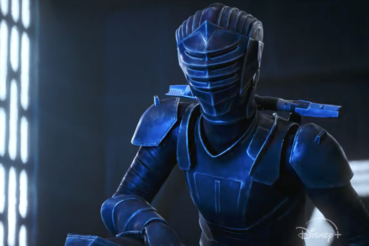 Marrok the Inquisitor bowing in a dark Imperial chamber in the Maul: Shadow Lord animated series promo.