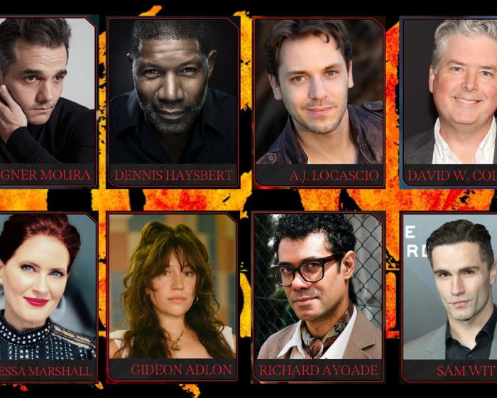 A promotional grid featuring the voice cast of Star Wars: Maul – Shadow Lord, including Sam Witwer, Richard Ayoade, and Wagner Moura.