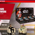 A promotional preview of Star Wars Masterwork 2026 trading cards featuring a TIE Fighter relic and a Return of the Jedi film cel.